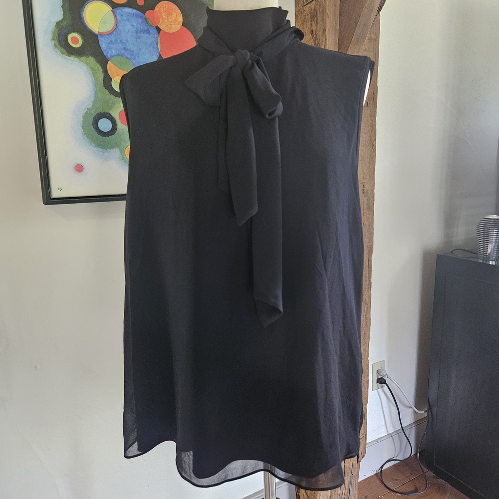 Karl Lagerfeld Black Sleeveless Bow Tie Tank Top